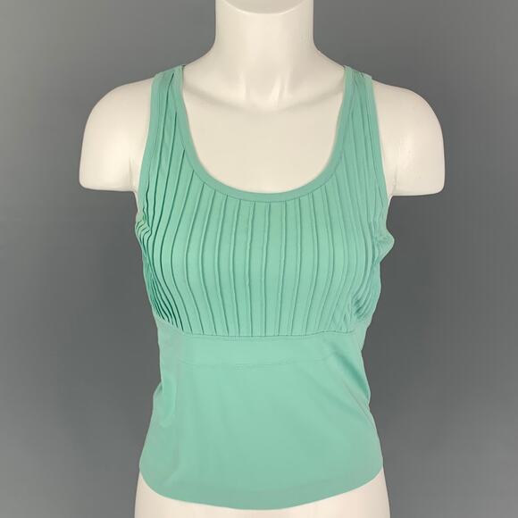 JIL SANDER Size S Mint Cotton Modal Pleated Tank Top - Picture 1 of 6